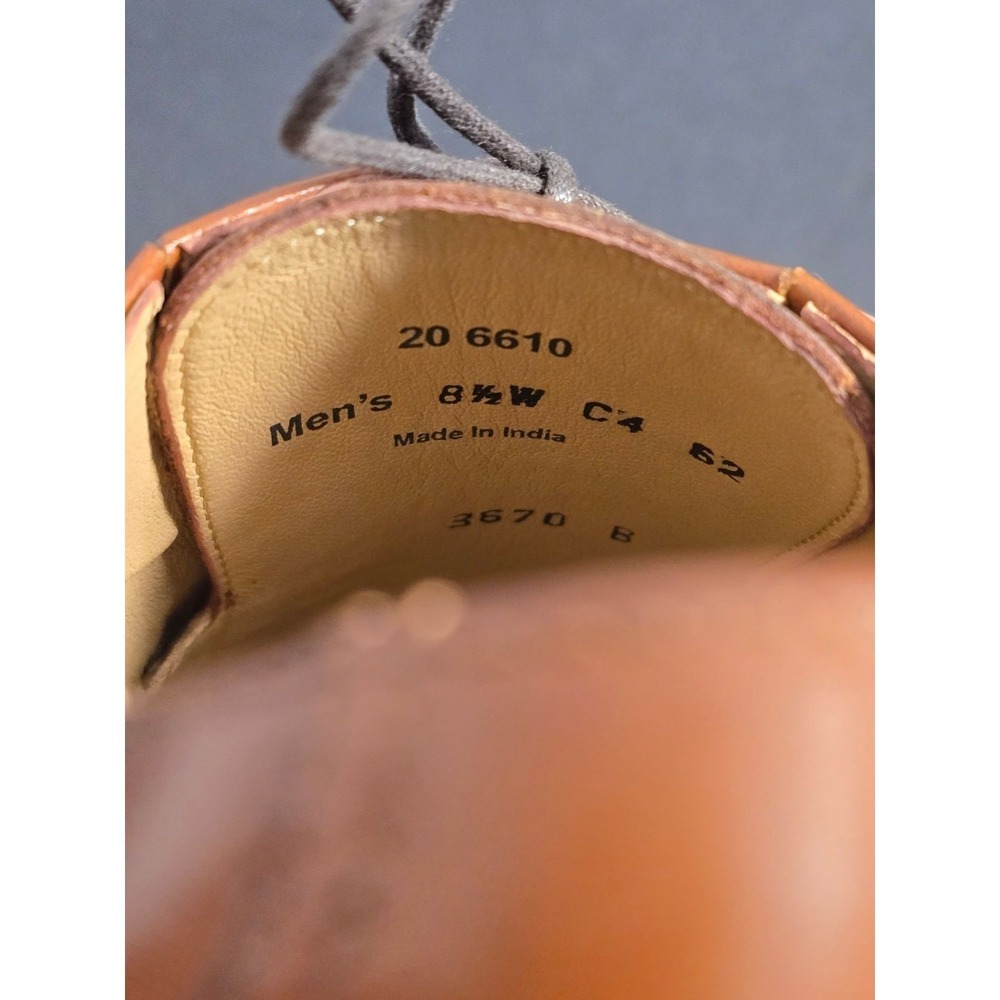 Johnston & Murphy McGrath Mens Italian Calfskin Leather Saddle Brown Oxfords NEW - Picture 14 of 16